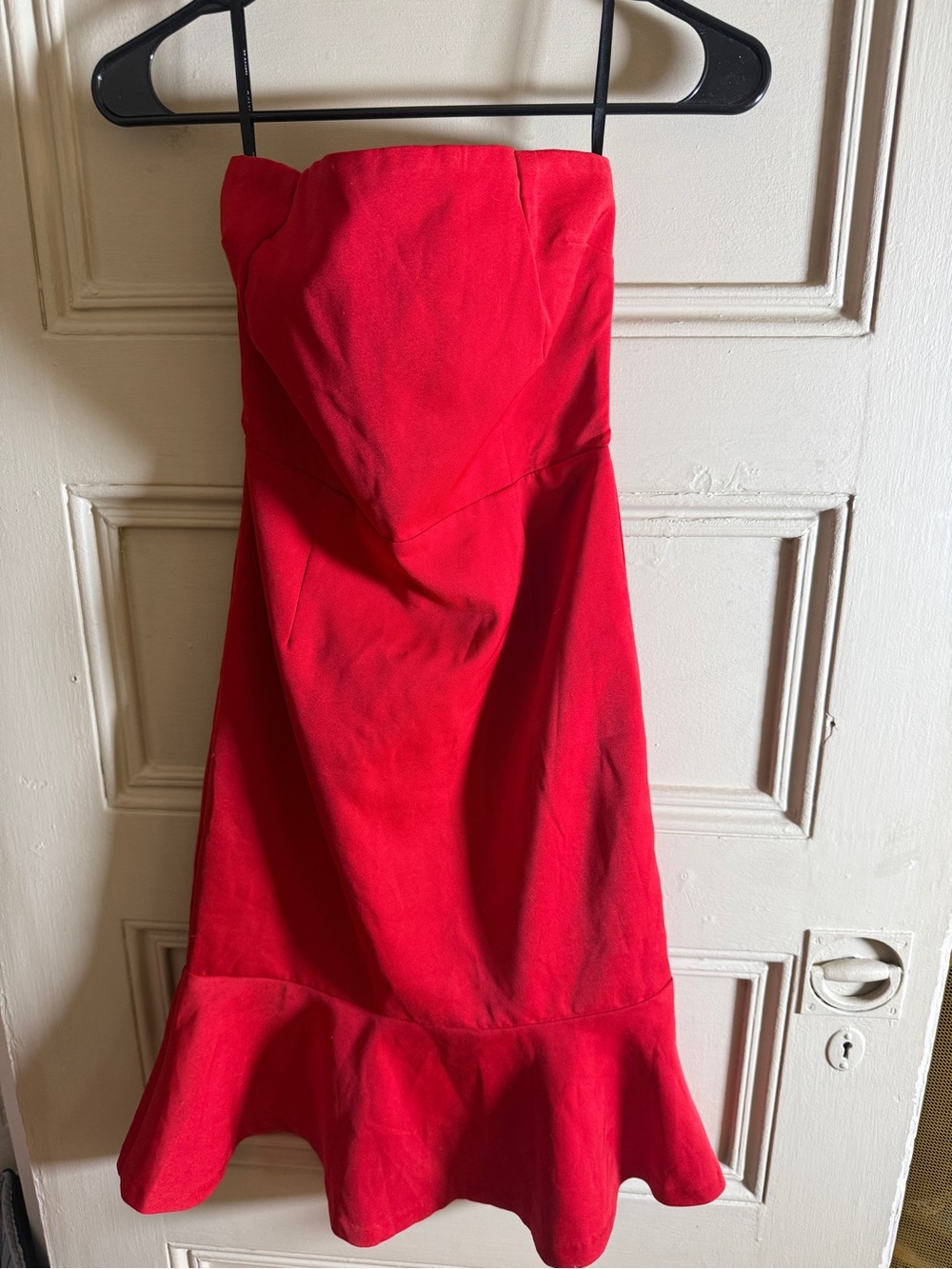 BB Dakota Strapless Red Flounce-Hem Dress